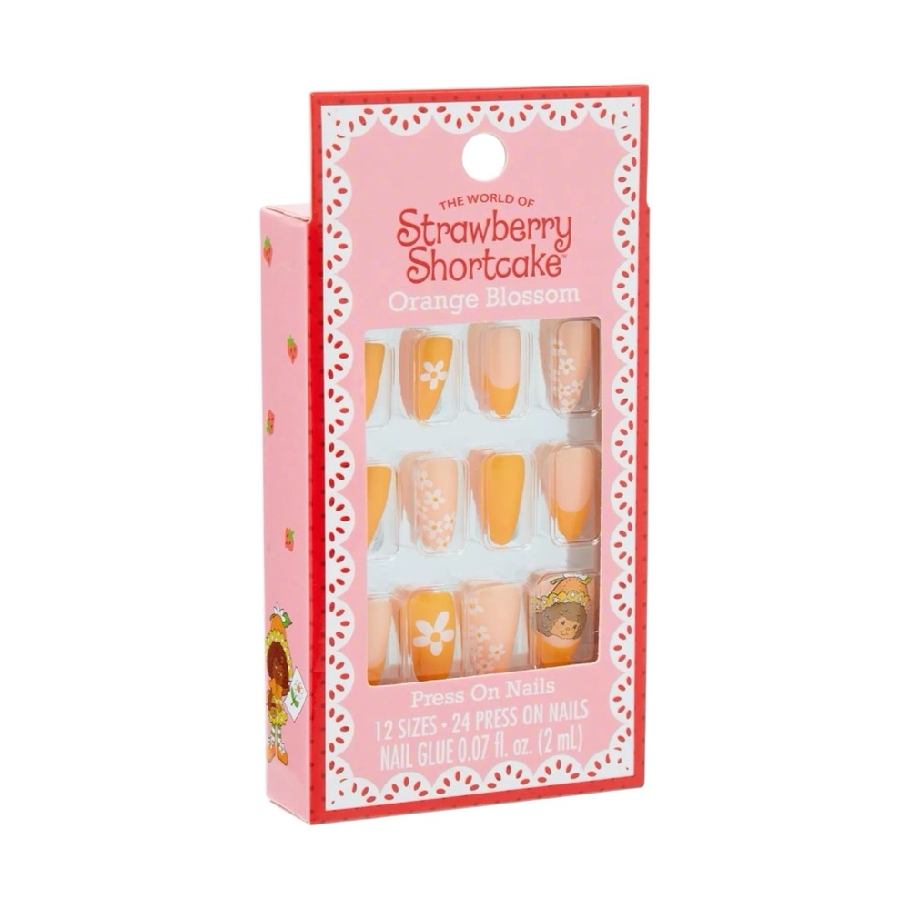 NEW Strawberry Shortcake Orange Blossom Floral 24 Press On Nails